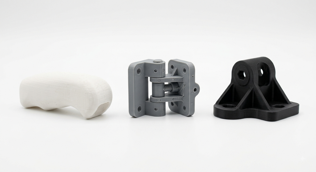 Drei 3D-gedruckte Modelltypen von Rapid Prototyping bis Rapid Manufacturing im Vergleich